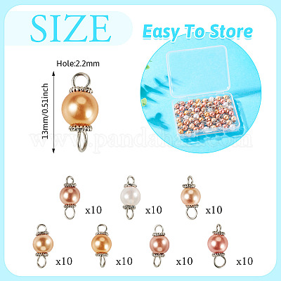 70 шт. 7-х цветные стеклянные перламутровые круглые подвески-соединители PALLOY-TA00264-1