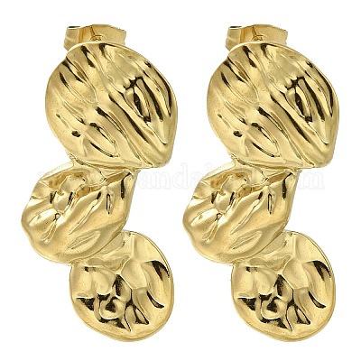 Ионное покрытие (ip) 304 нержавеющая сталь самородки серьги-гвоздики EJEW-I312-03G-1