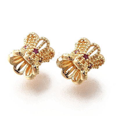 Латунные микропаве пурпурные кубические циркониевые бусины KK-M318-24G-02-1