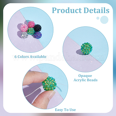 Ahadermakers 60шт 6 цвета смоляные бусины со стразами RESI-GA0001-26-1