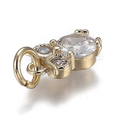 Латунные микропаве прозрачные подвески с фианитом ZIRC-Z003-03G-1