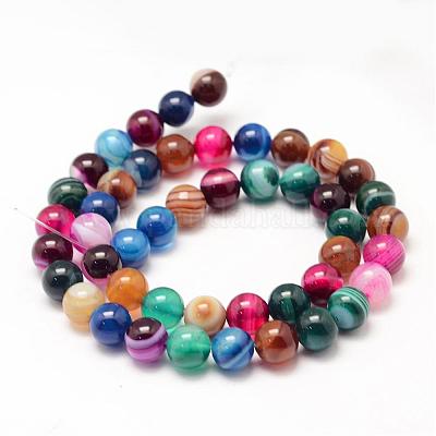 Натуральные полосатые агатовые / полосатые агатовые нити G-K155-A-8mm-12-1