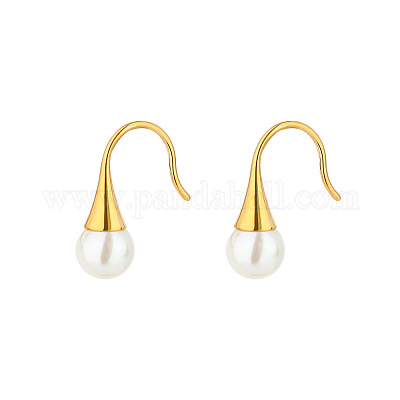 Orecchini pendenti a goccia in acciaio inossidabile 304 con perla&nbsp;HU3006-2-1