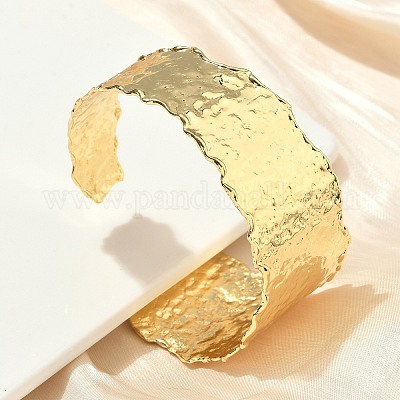 Латунь манжеты браслеты для женщин BJEW-A038-01C-G-1