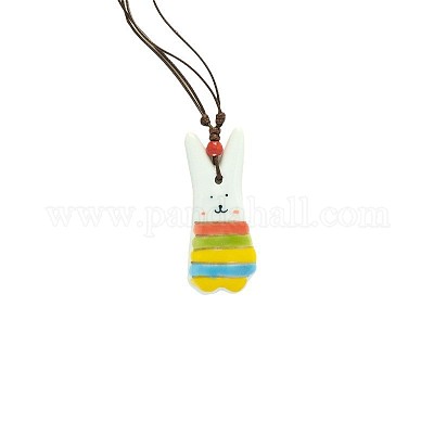 Фарфоровый кулон регулируемый шнур из искусственной кожи ожерелья для женщин FS-WGE6687-10-1