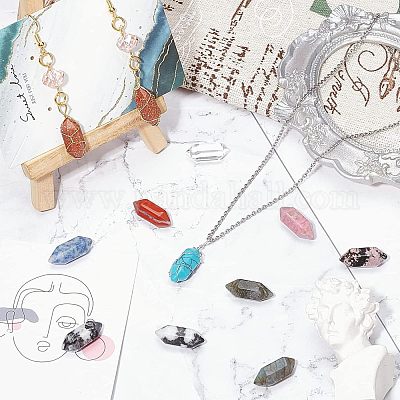 N24шт 12 стиля ограненный без отверстия натуральный и синтетический драгоценный камень для изготовления подвесок с проволочной обмоткой G-NB0003-01-1