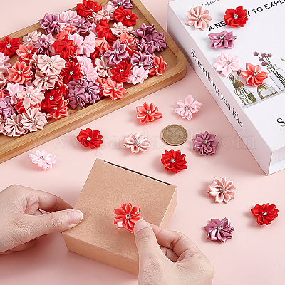 100 шт. 5-х цветные цветочные полиэстеровые украшения DIY-ME0001-68-1