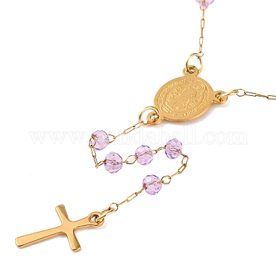 Ионное покрытие(ip) распятие крест 304 нержавеющая сталь четки бусины ожерелья NJEW-M075-04G-03-1