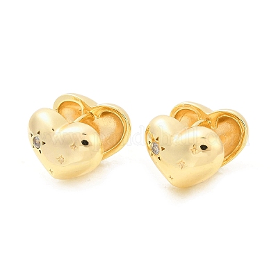 Серьги-кольца из латуни с прозрачным фианитом EJEW-Q016-07G-1