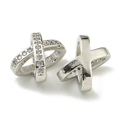 Буква x стойка покрытие латунь микропаве кубический цирконий европейские бусины KK-K386-15P-1