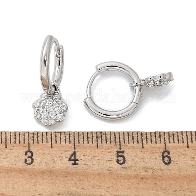 Серьги-кольца из латуни с прозрачным фианитом EJEW-Q014-06P-1