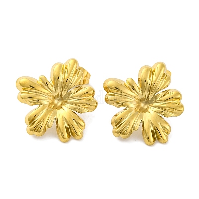 Серьги-гвоздики в форме цветка из нержавеющей стали 304 с ионным покрытием (IP) EJEW-D281-12G-1