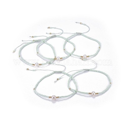 Регулируемые нейлоновые шнур плетеный браслеты из бисера BJEW-P256-B07-1