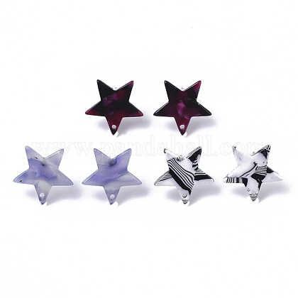 Cellulose Acetate(Resin) Stud Earring Findings X-KY-R022-022-1