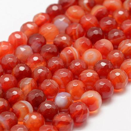 Faceted Natural Striped Agate/Banded Agate Beads Strands G-F447-4mm-H03-1