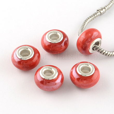 Rondelle pearlized porcellana fatti a mano perle europee PORC-R042-D06-1