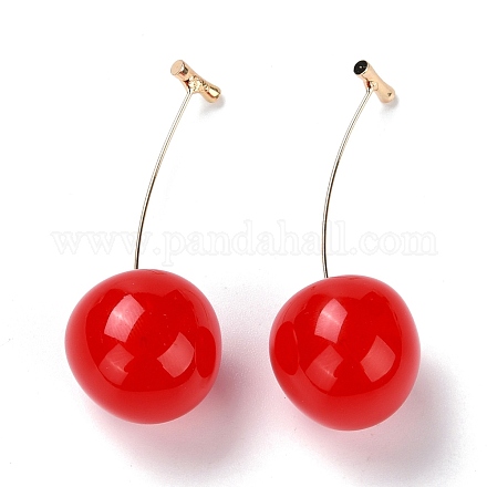 Lifelike Cherry Resin Dangle Stud Earrings EJEW-F274-01D-1