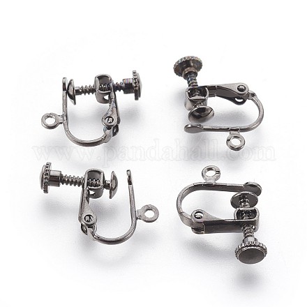 Accessoires de boucle d'oreille clips à vis en laiton plaqué avec pince spirale KK-P169-01B-1