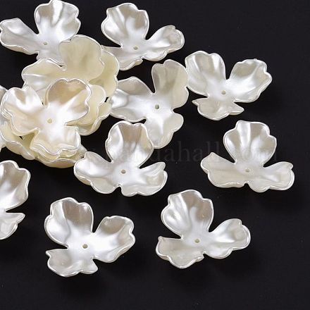 Tappi di perline con perla imitazione plastica a fiore singolo in petalo X-OACR-R016-05-1