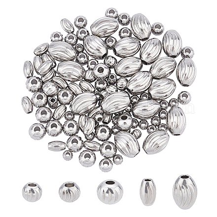 Unicraftale 304 perles ondulées en acier inoxydable STAS-UN0014-60P-1
