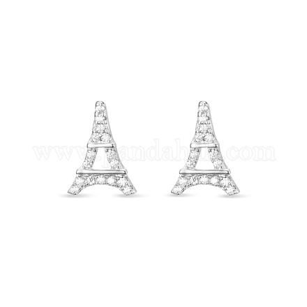 TinySand 925 Ohrstecker aus Sterlingsilber mit kleinem Eiffelturm und CZ-Diamanten TS-E247-S-1