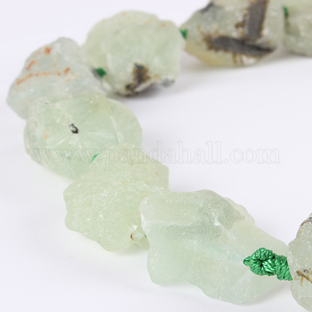 Brins de perles de pépites brutes de pierre précieuse naturelle prehnite G-E219-10-1