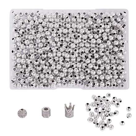 6 pièces 3 styles en laiton micro pavé de perles de zircone cubique ZIRC-SZ0001-17-1
