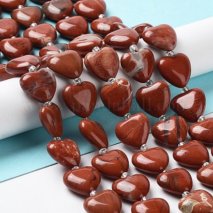 Chapelets de perles en jaspe rouge naturel G-E614-A14-01-1