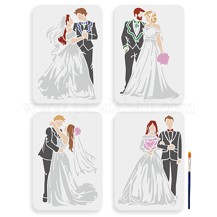 1 набор трафаретов для рисования на тему свадьбы и домашних животных&nbsp;DIY-MA0004-94-1