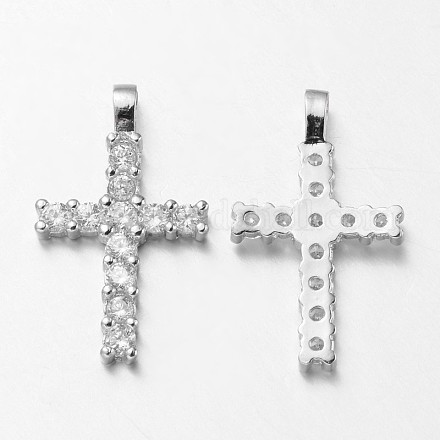 Latin micro laiton croix pavent pendentifs zircone cubique ZIRC-L035-09P-FF-1