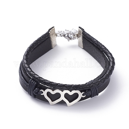 (Jewelry Parties Factory Sale)Unisex Retro Leather Cord Multi-strand Bracelets BJEW-JB04862-01-1