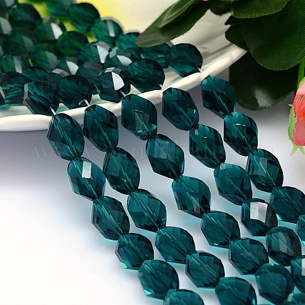 Chapelets de perles de cristal autrichien imitation polyèdre à facettes G-M190-13x10mm-24A-1