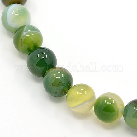 Round Dyed Natural Striped Agate/Banded Agate Beads Strands G-G582-8mm-14-1