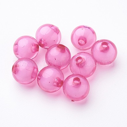 Deep Pink Transparent Acrylic Round Beads X-TACR-S092-10mm-18-1