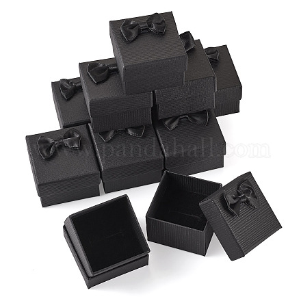 Квадратные картонные бумажные подарочные коробки для хранения колец CON-TAC0001-17A-1