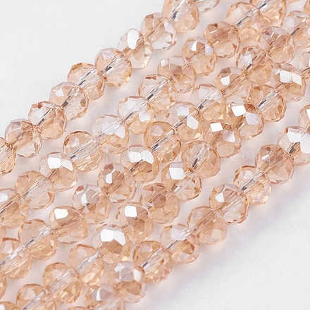 Faceted Rondelle Electroplate Glass Beads Strands X-EGLA-D020-4x3mm-71-1