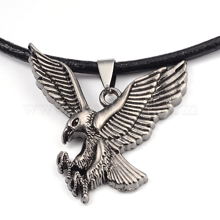 Eagle Leather Pendant Necklaces for Men NJEW-P127-057B-1