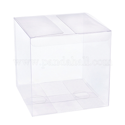 折り畳み式透明PVCボックス  クラフトキャンディー包装用  結婚式  パーティーギフトボックス  正方形  透明  13x13x13cm  展開：36.2x26.1x0.1cm CON-BC0005-77A-1