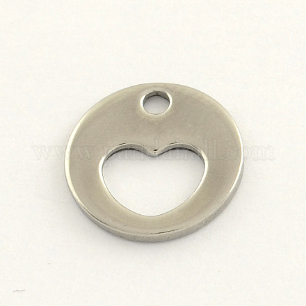 304 Stainless Steel Flat Round Charms STAS-R063-04-1