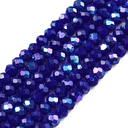 Гальванизировать непрозрачные сплошной цвет стеклянные бусы пряди EGLA-A044-P1mm-L07-1