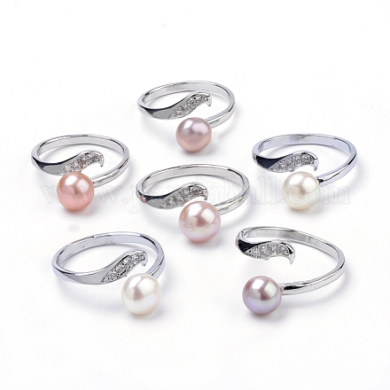 Natürliche Perle Fingerring Manschette Ringe PEAR-S012-22-1