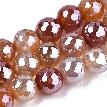 Galvanisieren natürliche Achat Perlen Stränge G-T131-55-02-1