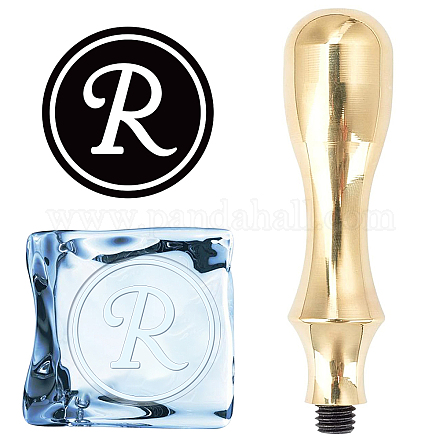 CRASPIRE Letter R Ice Cube Stamp Initials Ice Branding Stamp with Removable Brass Brass Head Stamp Handle Replacement for Cocktails Whiskey Mojito Monogram Bar Party Drinks Making 1.1inch(27mm) DIY-CP0008-98B-1