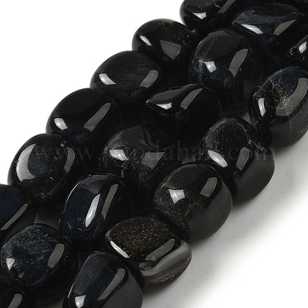 Нити натуральных бусин синего тигрового глаза (окрашенные и нагретые) G-B078-D07-02-1