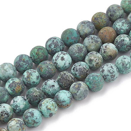 Brins de perles turquoises africaines naturelles (jaspe) G-T106-203-1