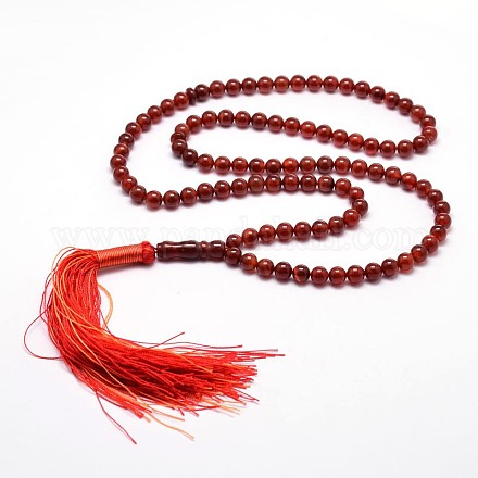 Natural Red Agate Beads Mala Beads Bracelets G-P105-01E-1