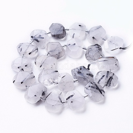Chapelets de perles en quartz de rutile naturel G-P434-28-1