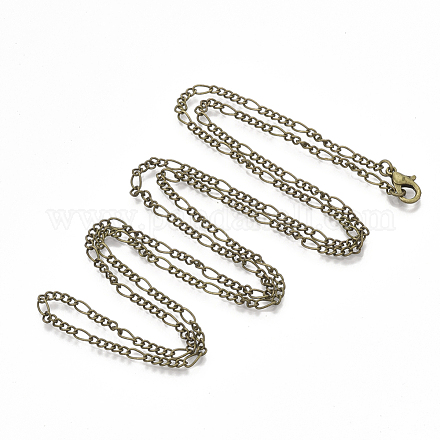 Fabricación de collar de cadena de figaro de hierro recubierto de latón MAK-T006-03AB-1