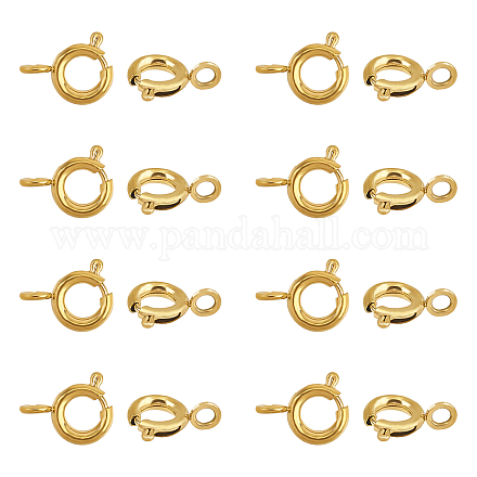 UNICRAFTALE 20pcs Golden Spring Ring Clasps Stainless Steel Spring Clasps Closed Ring Clasps Smooth Surface Clasp Connector Findings for DIY Jewelry Making 9x6x1.8mm STAS-UN0006-31G-1