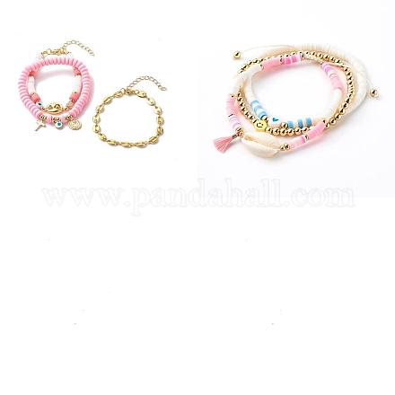 Set di braccialetti con perline intrecciate e elastiche in stile 6 pz 6 BJEW-SZ0001-65-1